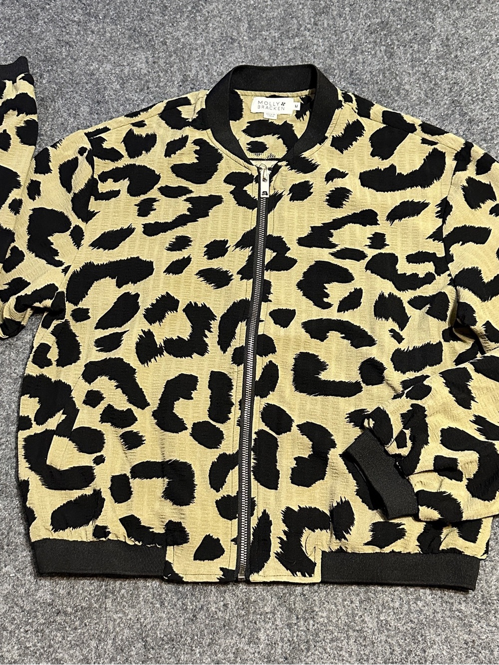 Molly Bracken ladies Leopard Print Jacket in Black and Cream